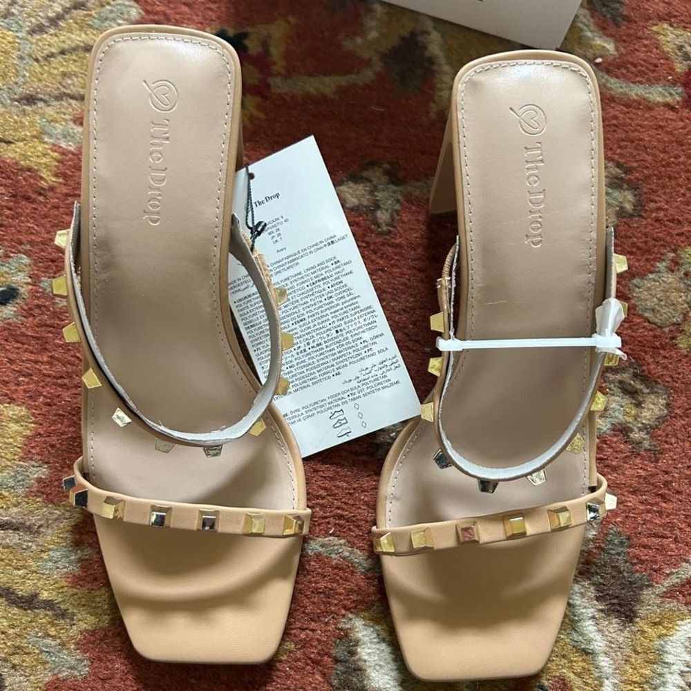 The Drop Avery Doe Tan Studded Heels NWT Women's 9